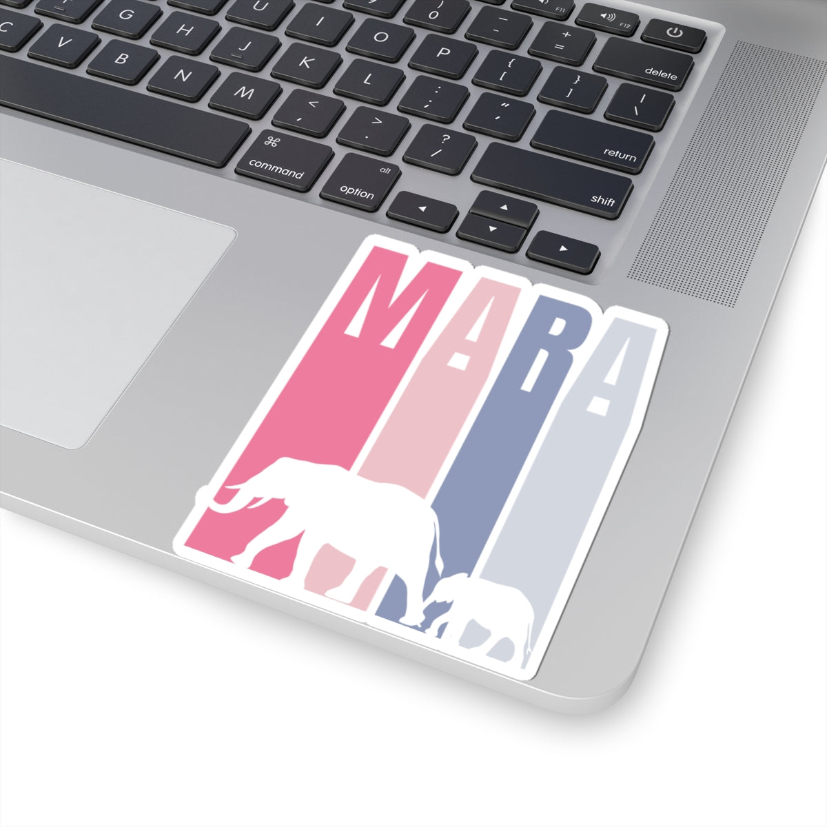 Safari Themed, Mummy and baby Elephants, Masai Mara, Pink, Vibrant Kiss-Cut Stickers for Laptop, Scrapbooking, Gifts, Eco-Friendly Decor, Customizable Designs