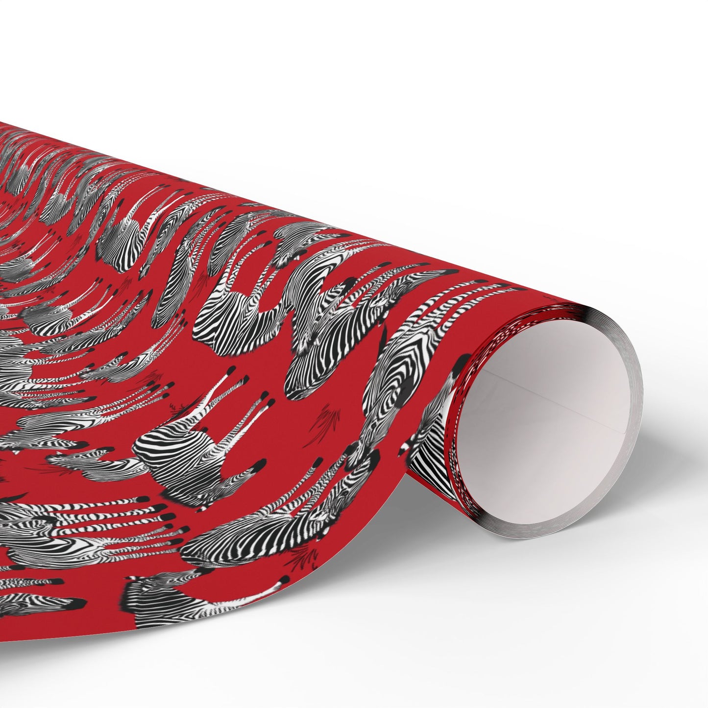 Whimsical Zebra Herd Wrapping Paper (Red)