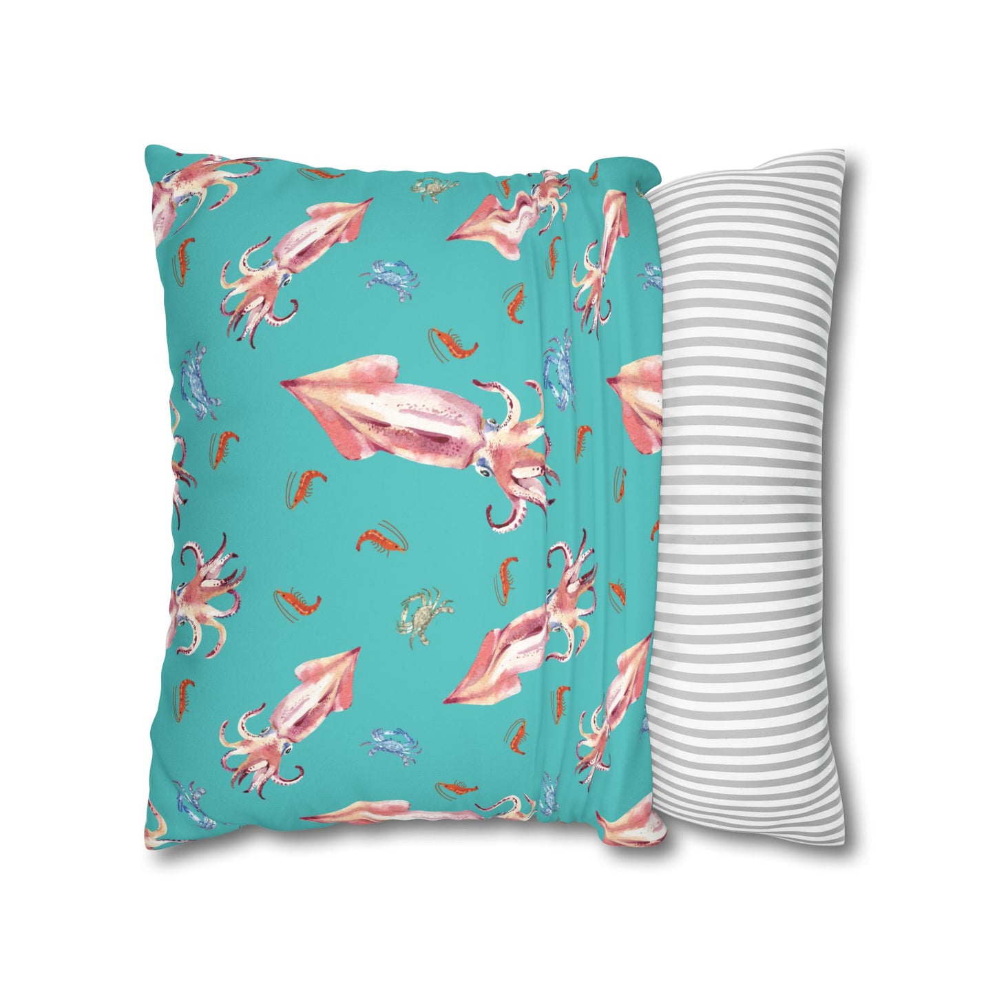 Squid Dining Lux Faux Suede Throw Pillow Cover – 18" x 18" & 20" x 20"