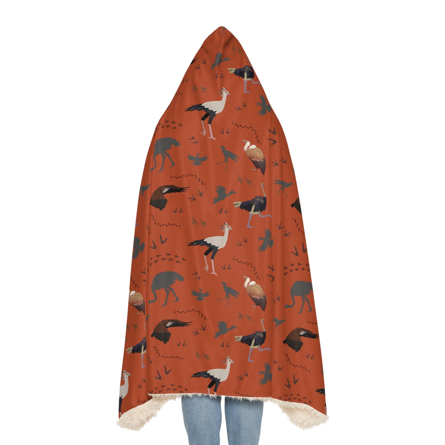 Hooded Snuggle Blanket - Whimsical Safari Bird Print (Tsavo Dust)
