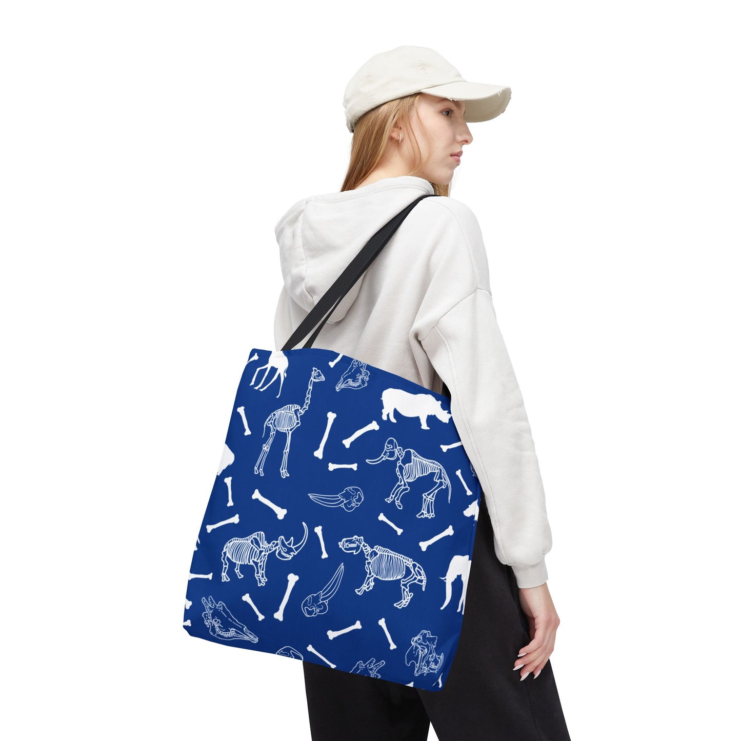 Whimsical Animal Skeletons Tote Bag (Blue), Perfect for Animal Lovers, Halloween, Eco-Friendly Bag, Gift for Pet Owners, Shopping Bag, Halloween Gift
