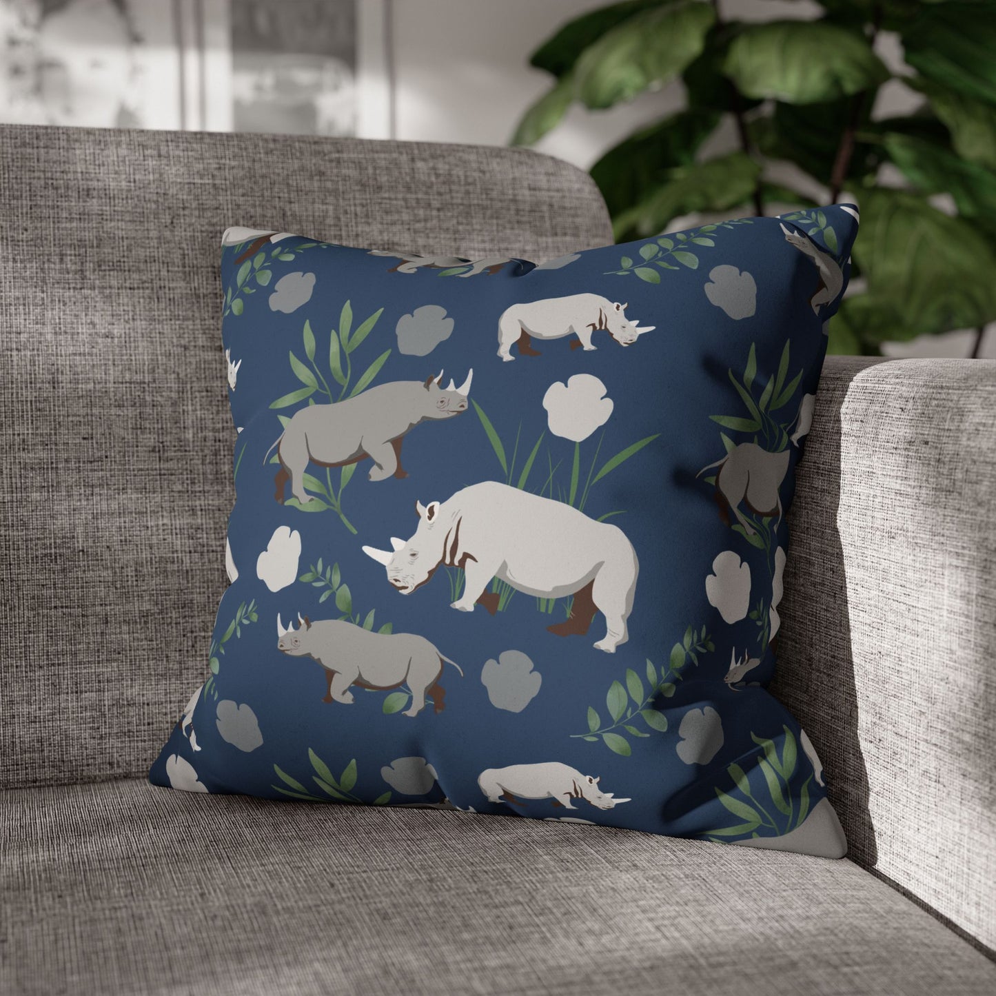 Rhino Crash Lux Faux Suede Throw Pillow Cover – 18" x 18" & 20" x 20"