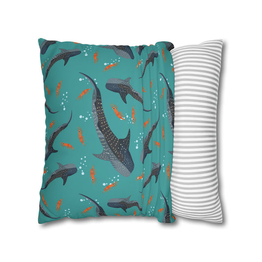 Whale Shark Lux Faux Suede Throw Pillow Cover – 18" x 18" & 20" x 20"