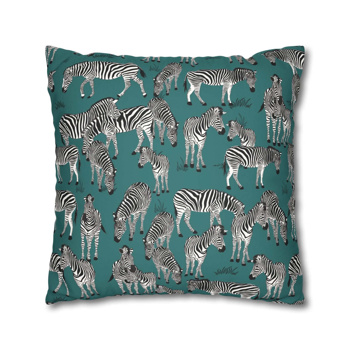 Zebra Herd Lux Faux Suede Throw Pillow Cover – 18" x 18" & 20" x 20" (Jade Sea)