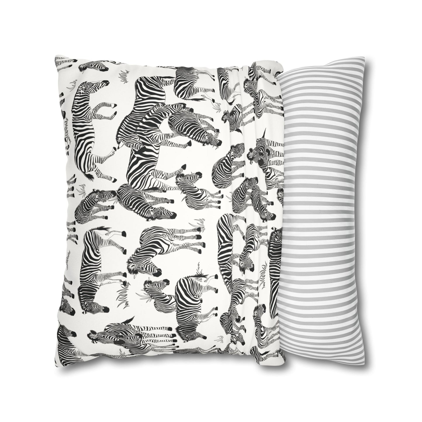 Zebra Herd Lux Faux Suede Throw Pillow Cover – 18" x 18" & 20" x 20" (White)