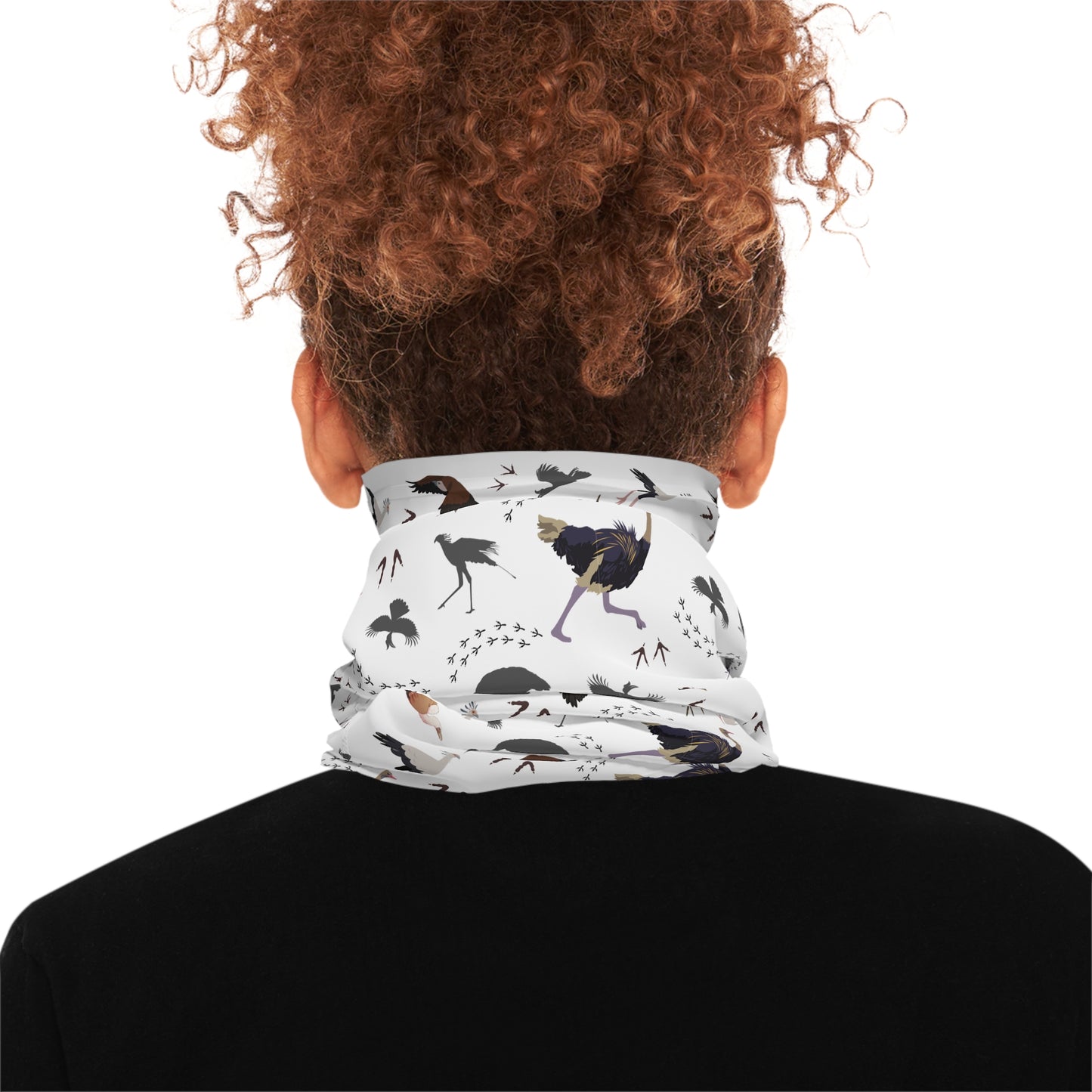 Colorful Lightweight Safari Bird Neck Gaiter with Safari Bird Design (White), Outdoor Accessory, Unique Gift, Hiking Gear, Nature-Themed Scarf