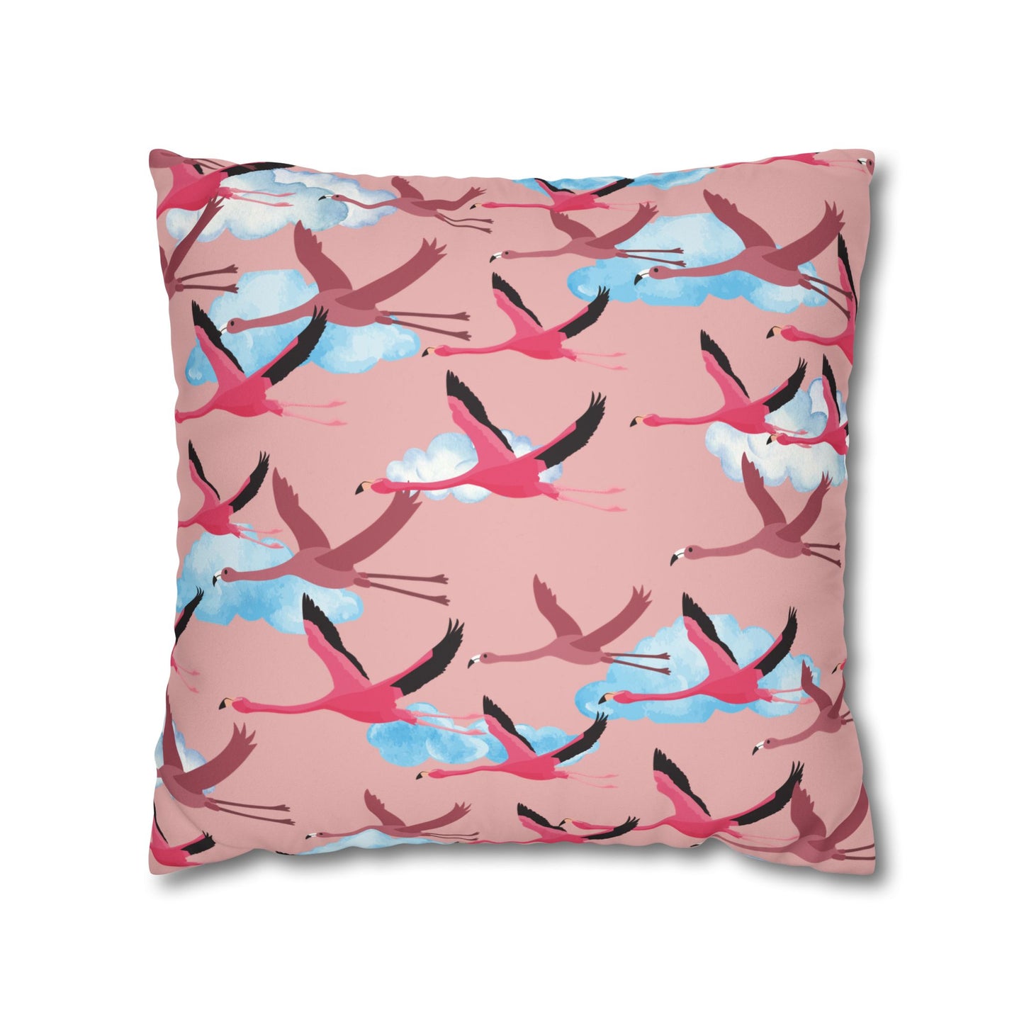 Flying Flamingo Lux Faux Suede Pillow Cover (Dusty Pink) – 18" x 18" & 20" x 20"