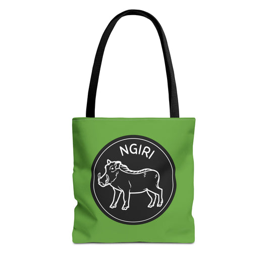 Vibrant Safari Animal-Themed Warthog Tote Bag (Green), Kiswahili Name, Eco-Friendly Shopping Bag, Stylish Daily Use, Gift for Nature Lovers, Kifaru Design