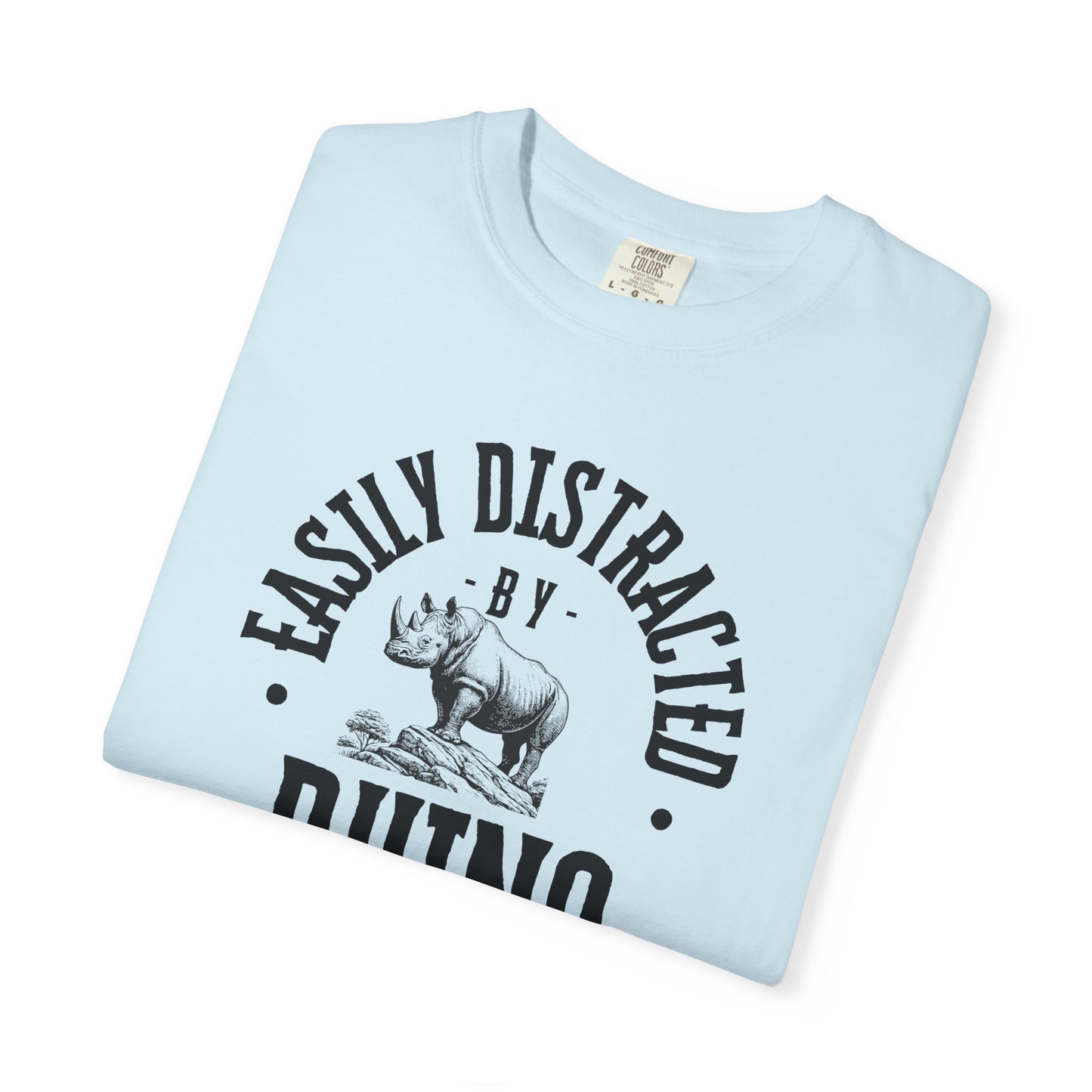 Easily Distracted by Rhino T-Shirt, Funny Gift for Animal Lovers, Casual Unisex Tee, Birthday Gift, Rhino Shirt, Nature Lover Apparel