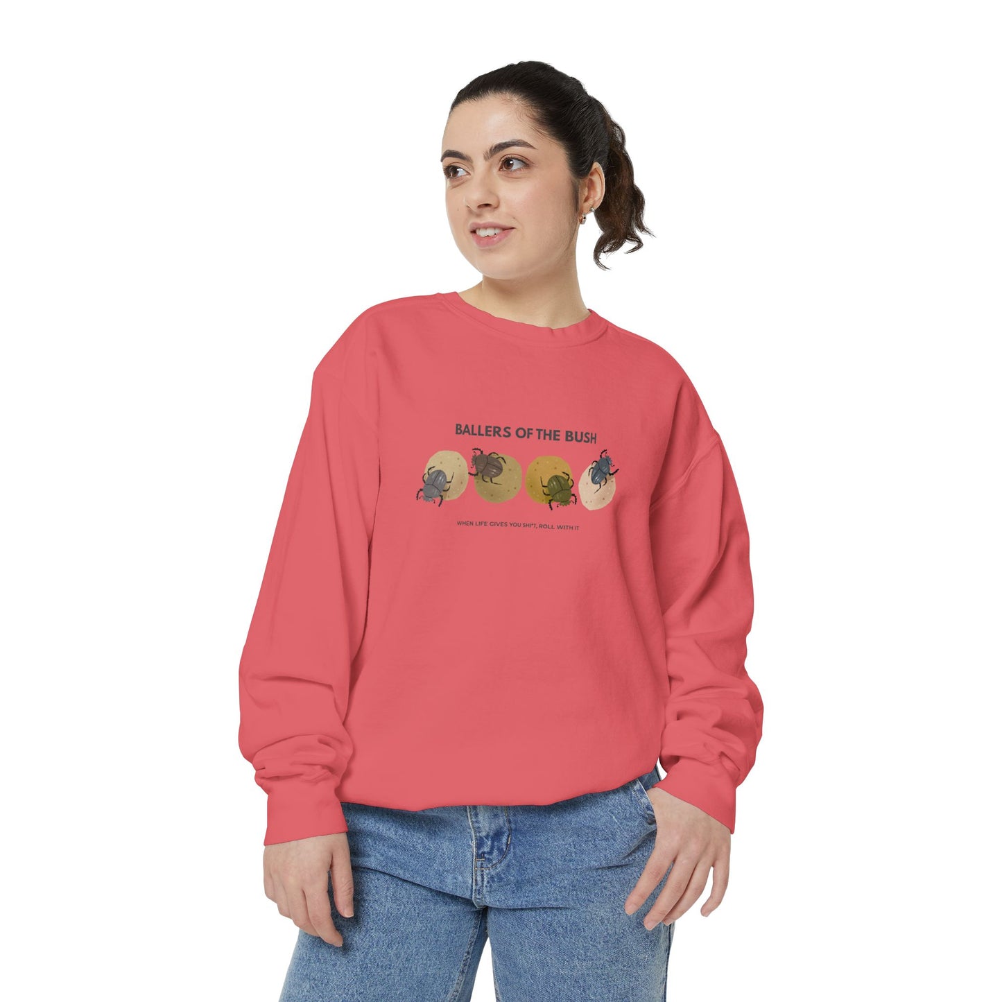 Rolling Dung Beetle Design Sweatshirt, Cozy Unisex Pullover, Perfect for Nature Lovers, Gifts for Biologists, Casual Layering Piece