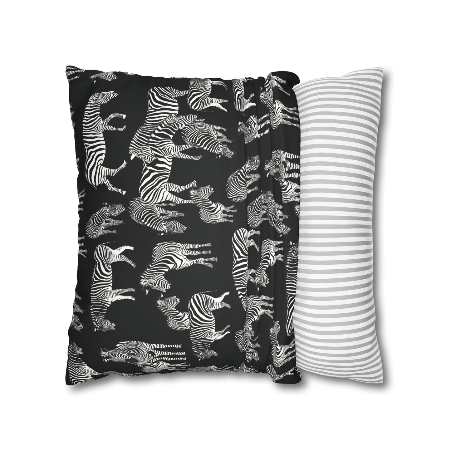 Zebra Herd Lux Faux Suede Throw Pillow Cover – 18" x 18" & 20" x 20" (Black)