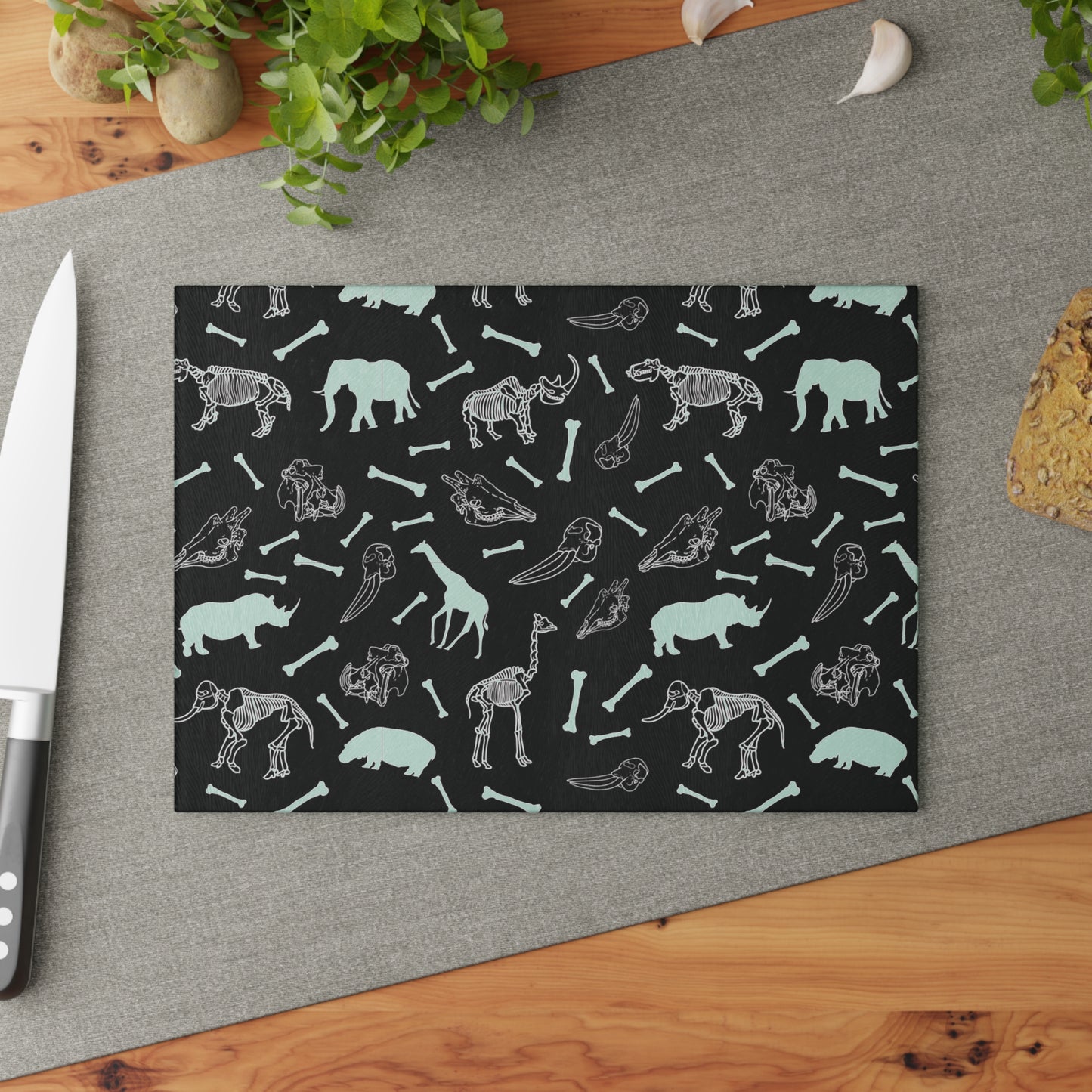 Animal Skeleton Glass Cutting Board