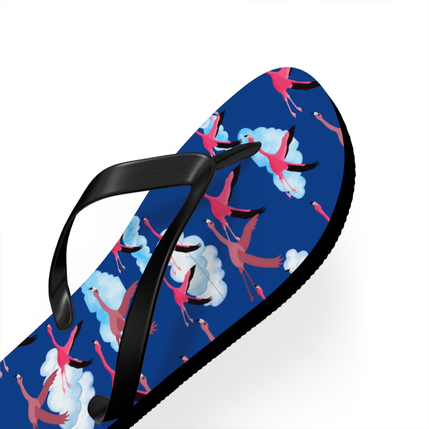 Flying Flamingo Print Flip Flops (Blue), Summer Sandals, Beach Footwear, Vacation Essentials, Gift for Nature Lovers, Cute Outdoor Wear
