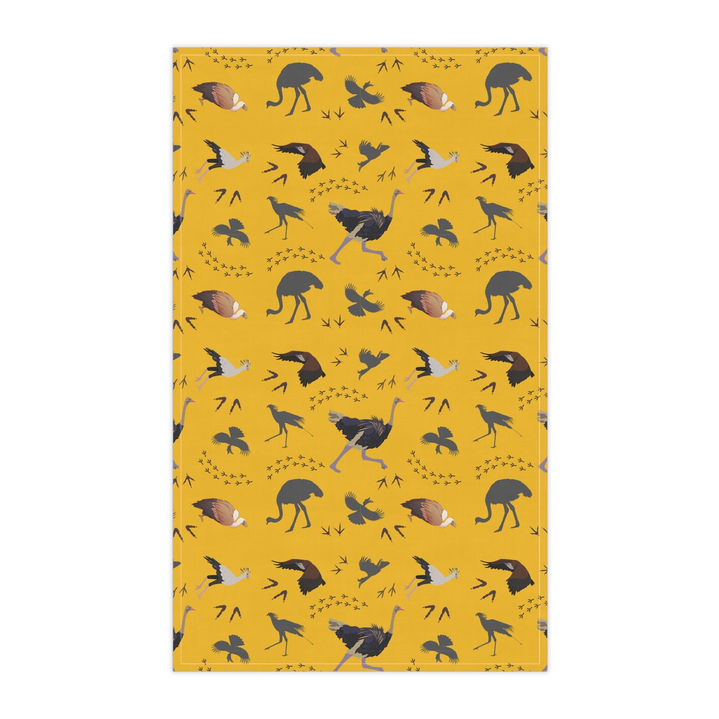 Charming Safari Bird Print Tea Towels (Yellow), Rustic Kitchen Decor, Gift for Animal Lovers, Boho Kitchen Accessories