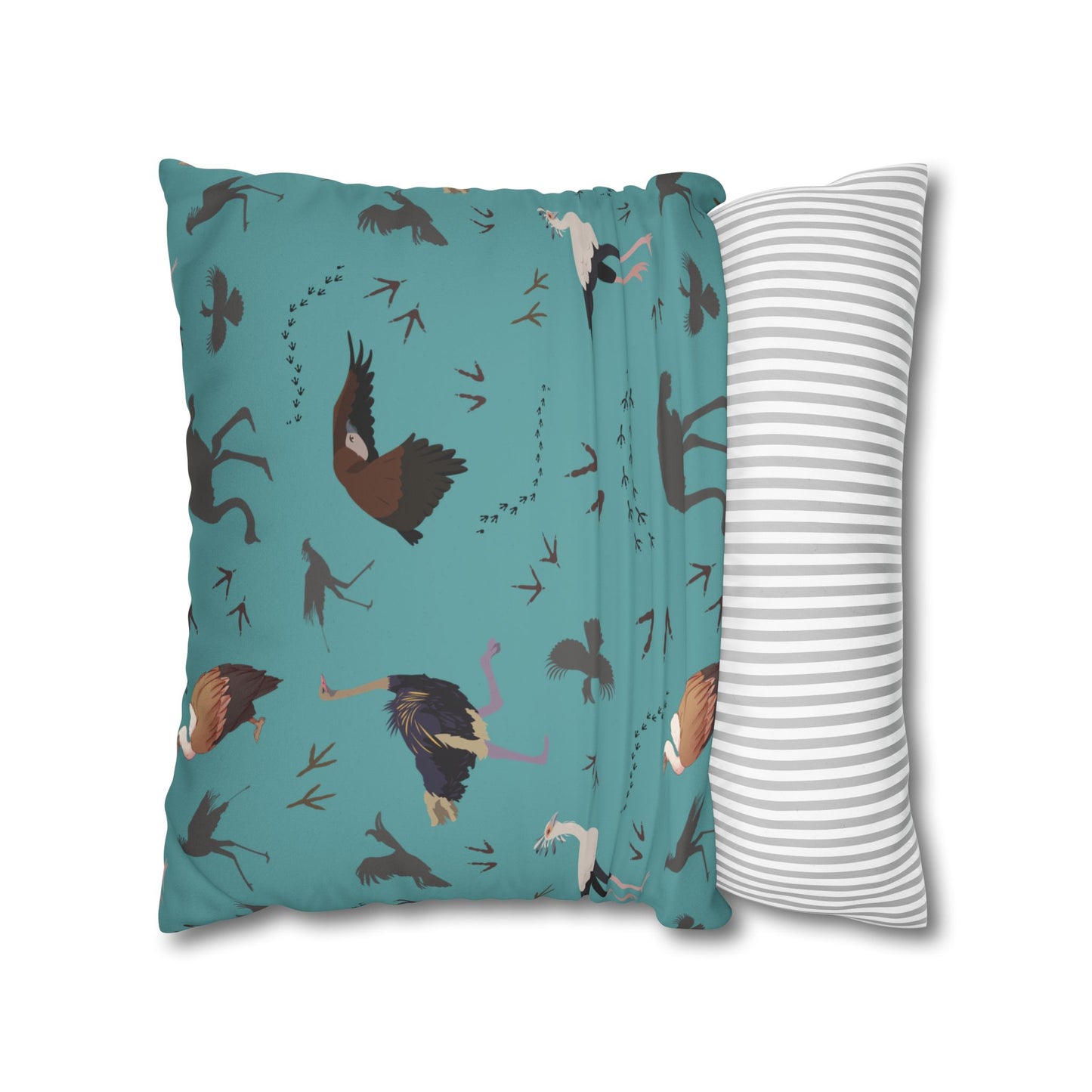 Safari Bird Lux Faux Suede Pillow Cover (Teal) – 18" x 18" & 20" x 20"