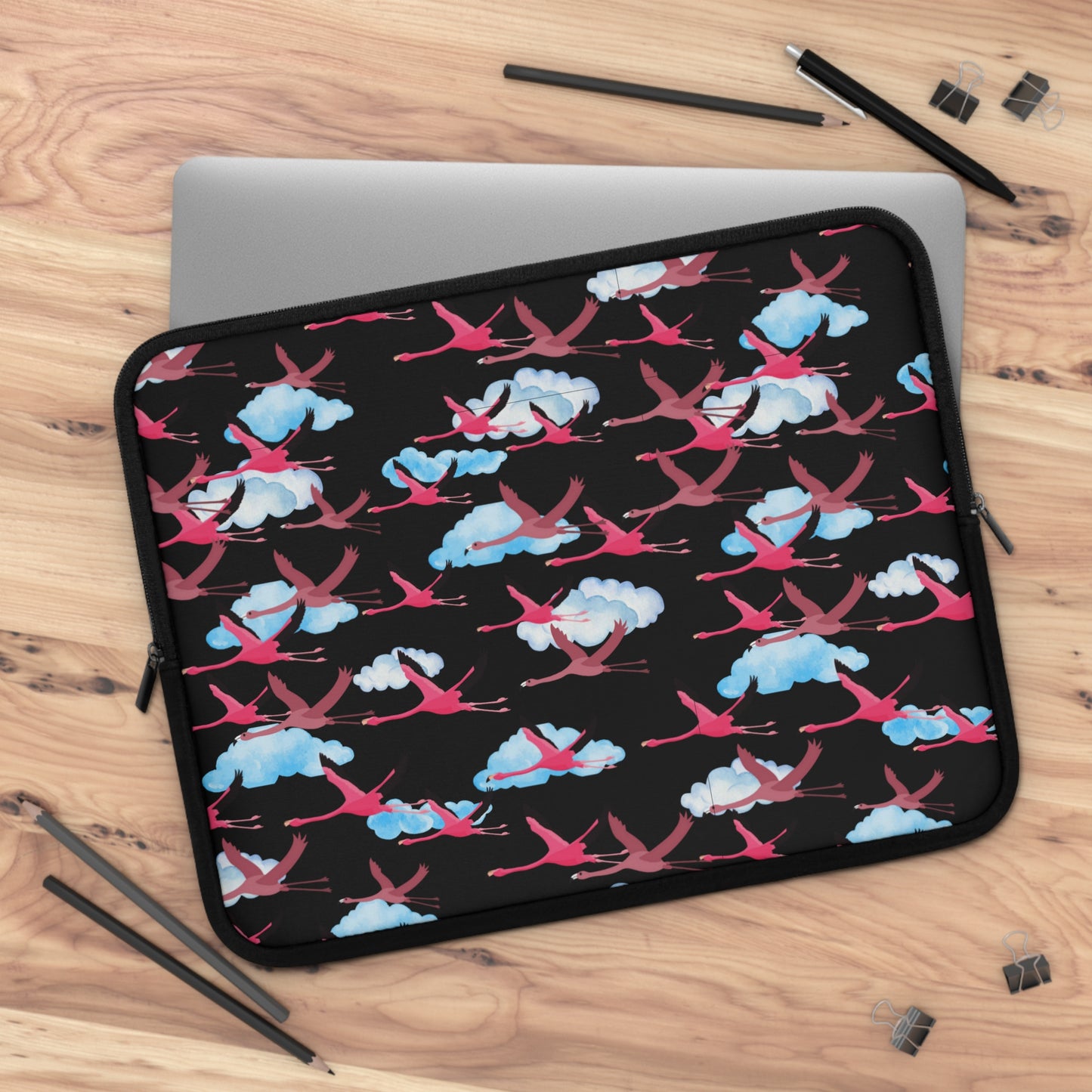 Flying Flamingo Pattern Laptop Sleeve, Stylish Laptop Bag, Wildlife Laptop Cover, Gift for Bird Lovers, Laptop Case for Travel