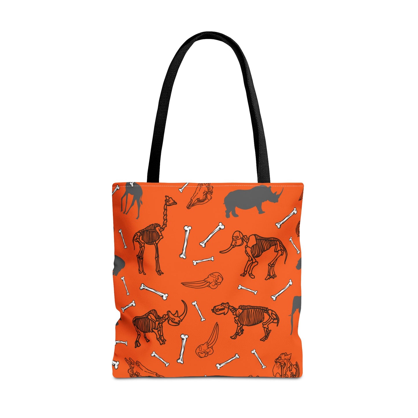 Whimsical Herbivore Animal Skeletons Tote Bag (Orange), Perfect for Animal Lovers, Halloween, Eco-Friendly Bag, Gift for Pet Owners, Shopping Bag, Halloween Gift