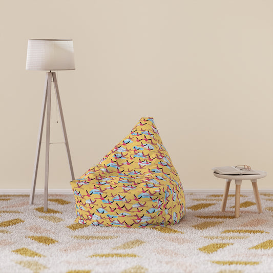 Bean Bag Chair Cover - Flying Flamingo Pattern (Butter)