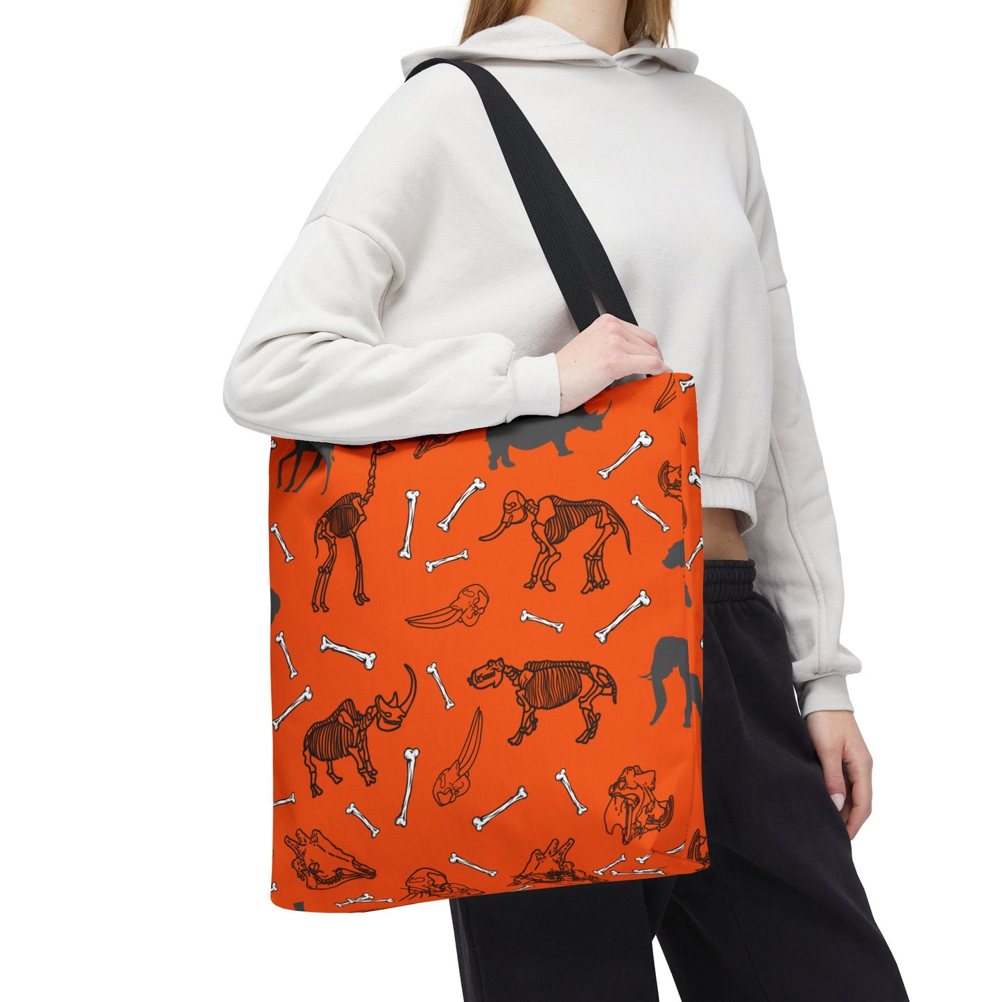 Whimsical Herbivore Animal Skeletons Tote Bag (Orange), Perfect for Animal Lovers, Halloween, Eco-Friendly Bag, Gift for Pet Owners, Shopping Bag, Halloween Gift