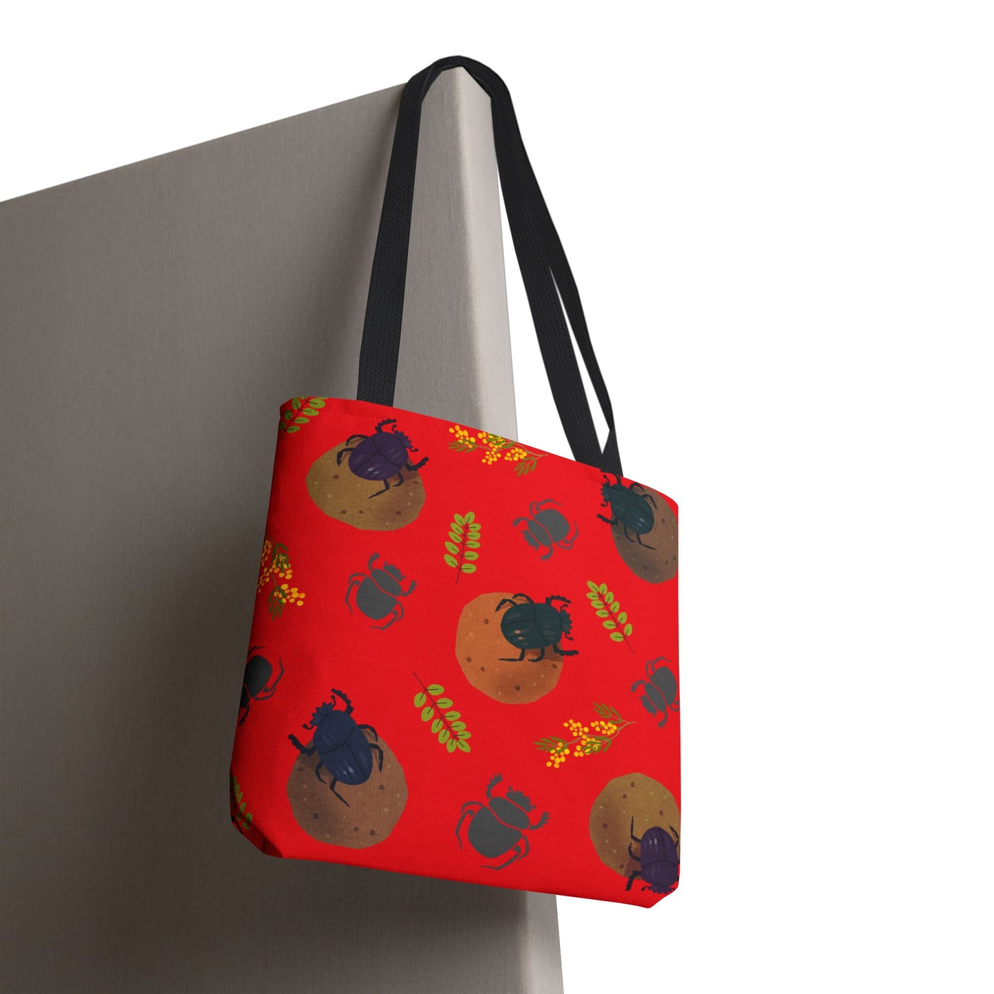 Whimsical Dung Beetle Tote Bag (Red), Perfect for Animal Lovers, Halloween, Eco-Friendly Bag, Gift for Pet Owners, Shopping Bag, Halloween Gift