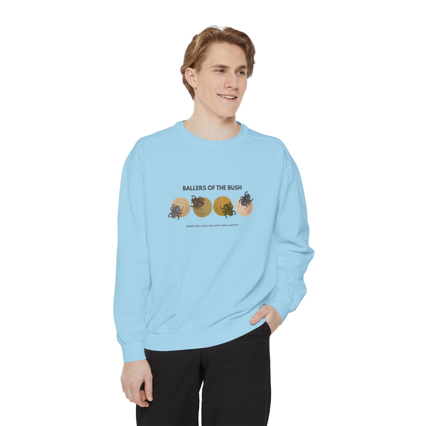 Rolling Dung Beetle Design Sweatshirt, Cozy Unisex Pullover, Perfect for Nature Lovers, Gifts for Biologists, Casual Layering Piece