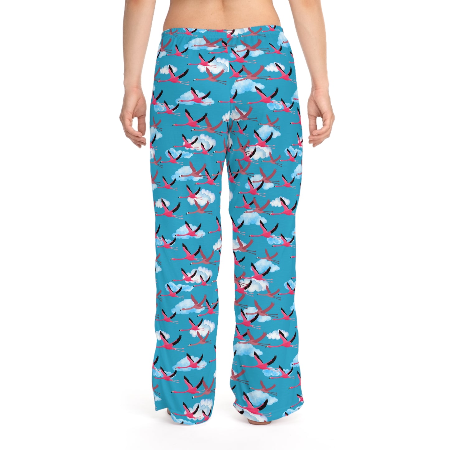 Whimsical Flying Flamingo Women's Pajama Pants, Cozy Loungewear, Fun Sleepwear, Shark Print PJs, Unique Gift for Her, Relaxation Essentials
