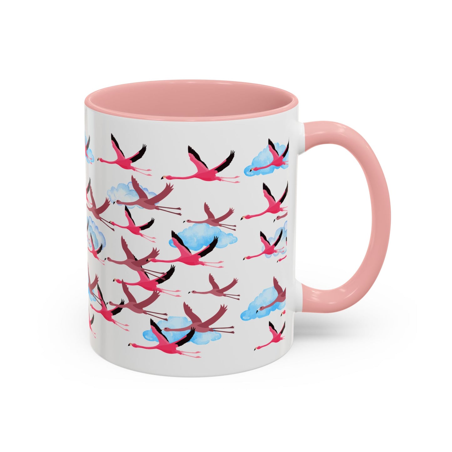 Flying Flamingo Accent Coffee Mug - Nature Lover Gift, Animal and Bird Design, Birdwatching, Wildlife Enthusiast, Easter Decor