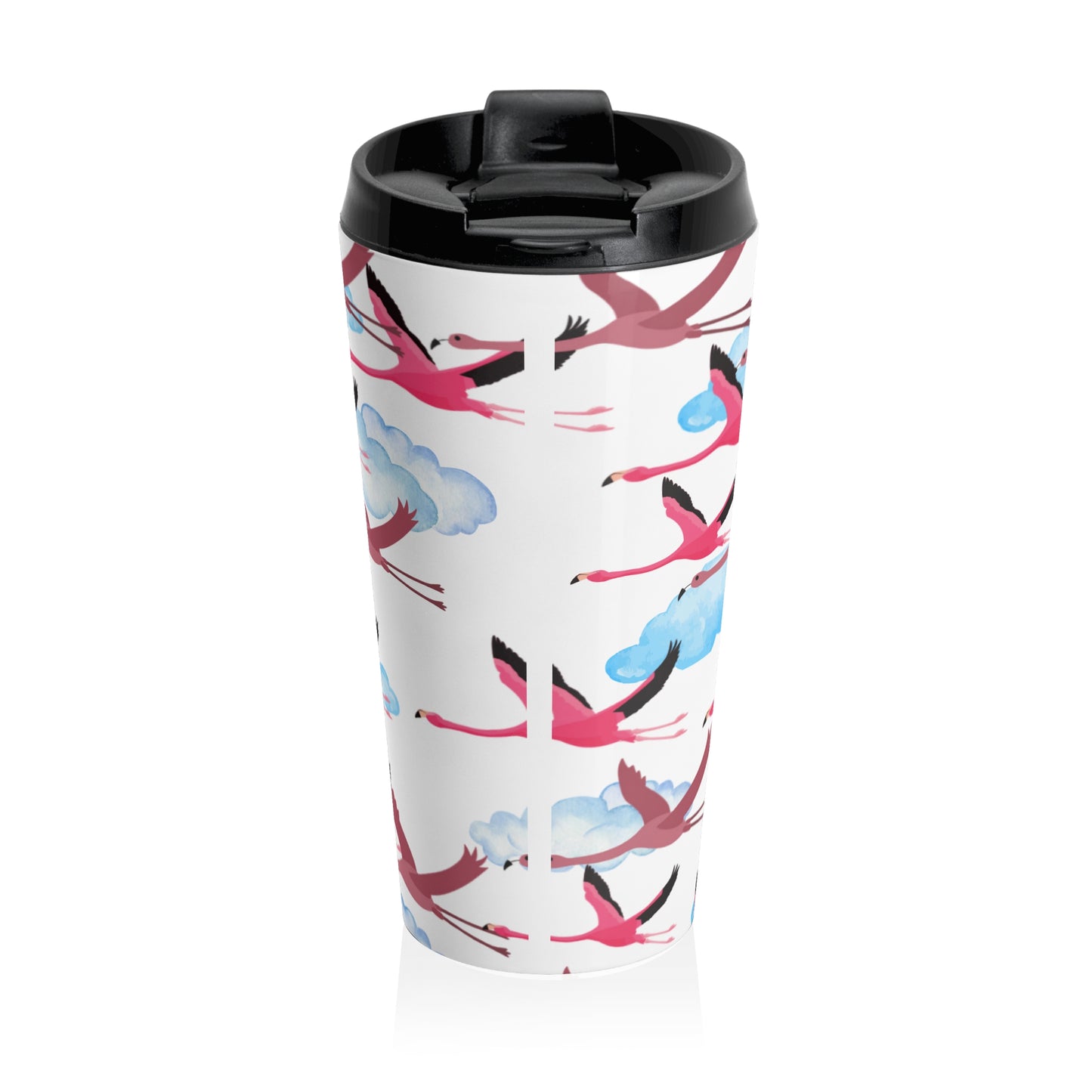 Flying Flamingo Pattern Stainless Steel Travel Mug | Stylish Travel Tumbler | Perfect Gift for Animal Lovers, Nature Enthusiasts, or Travel Junkies