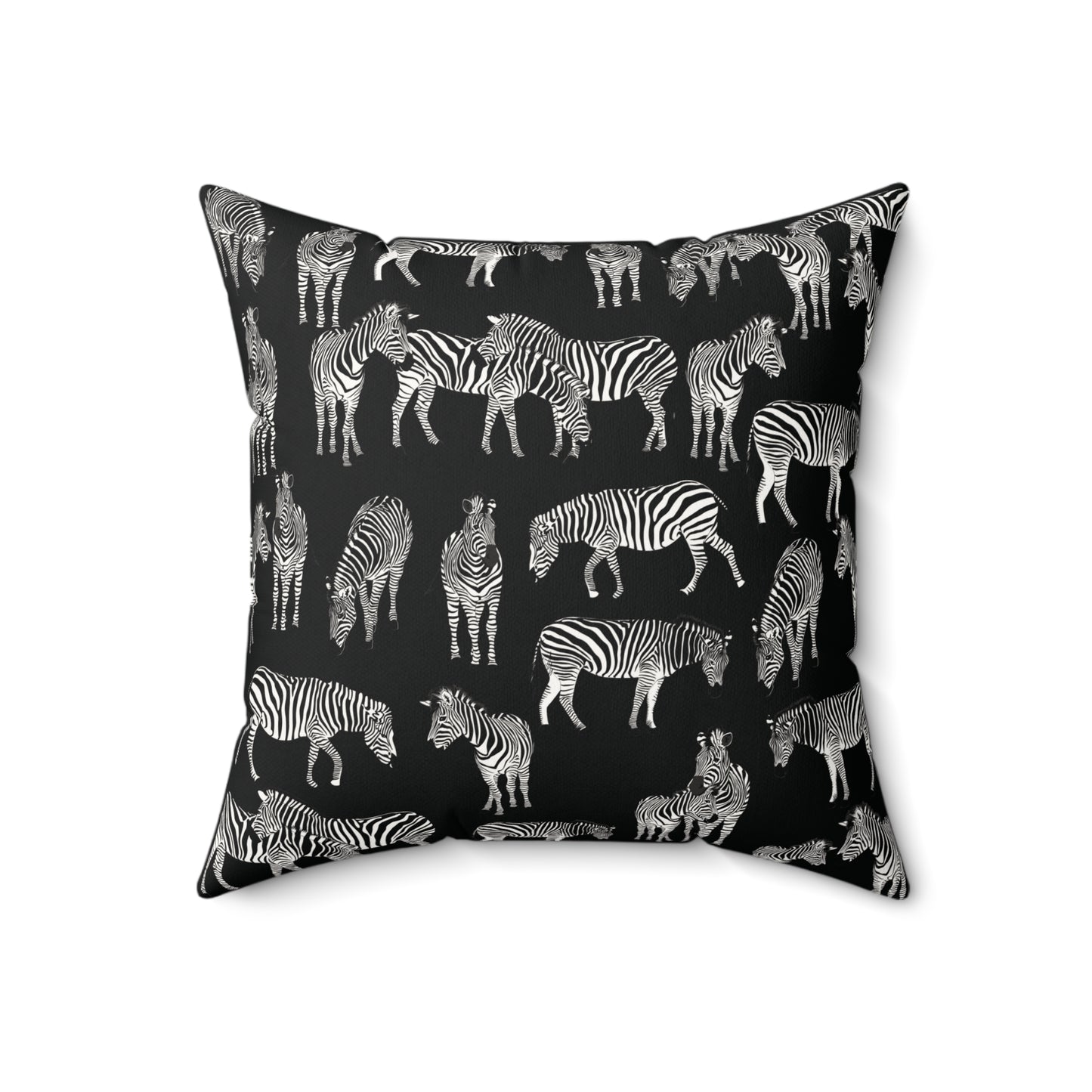 Zebra Herd Print Lux Faux Suede Throw Pillow with Insert - 18 x 18" (Black)