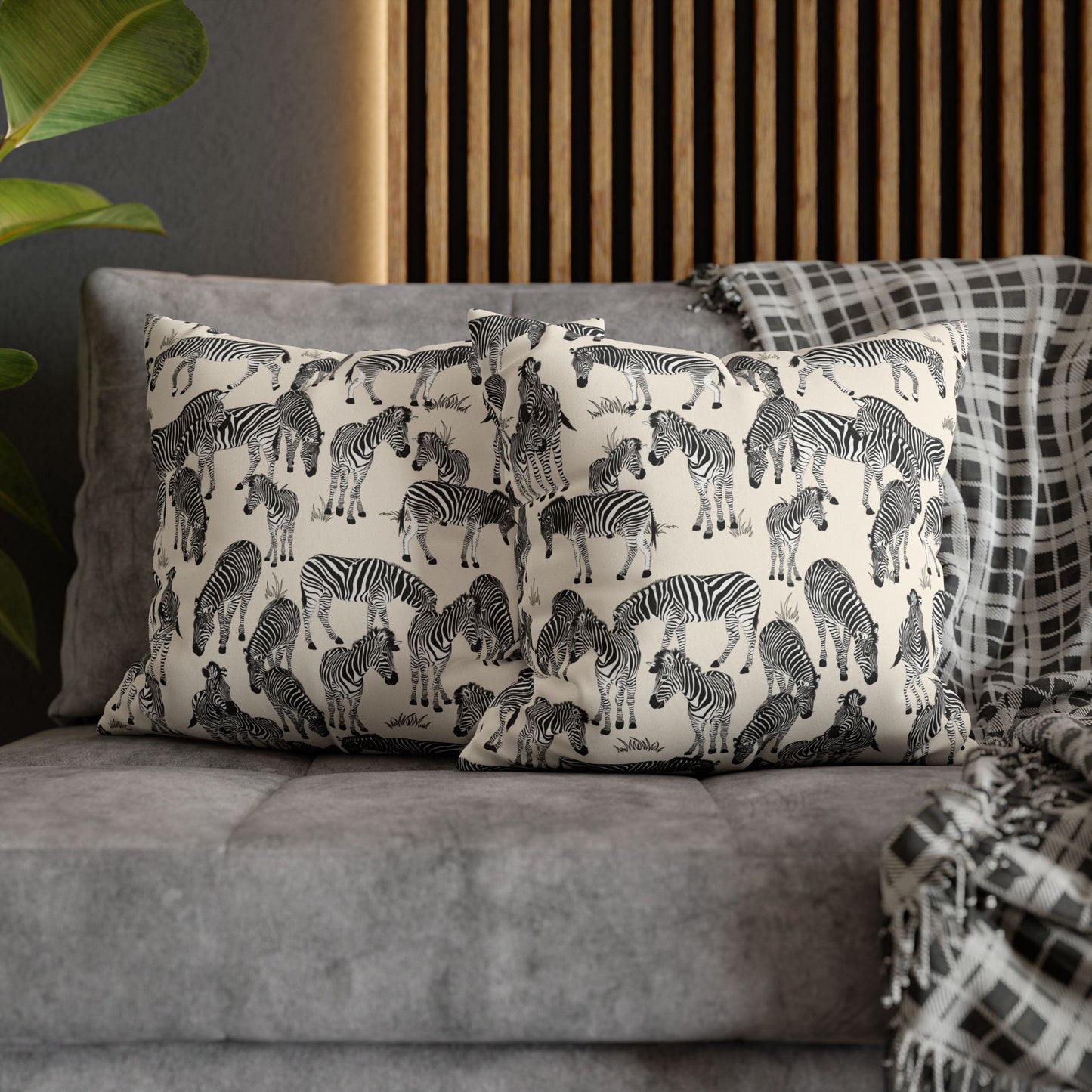 Zebra Herd Lux Faux Suede Throw Pillow Cover – 18" x 18" & 20" x 20"