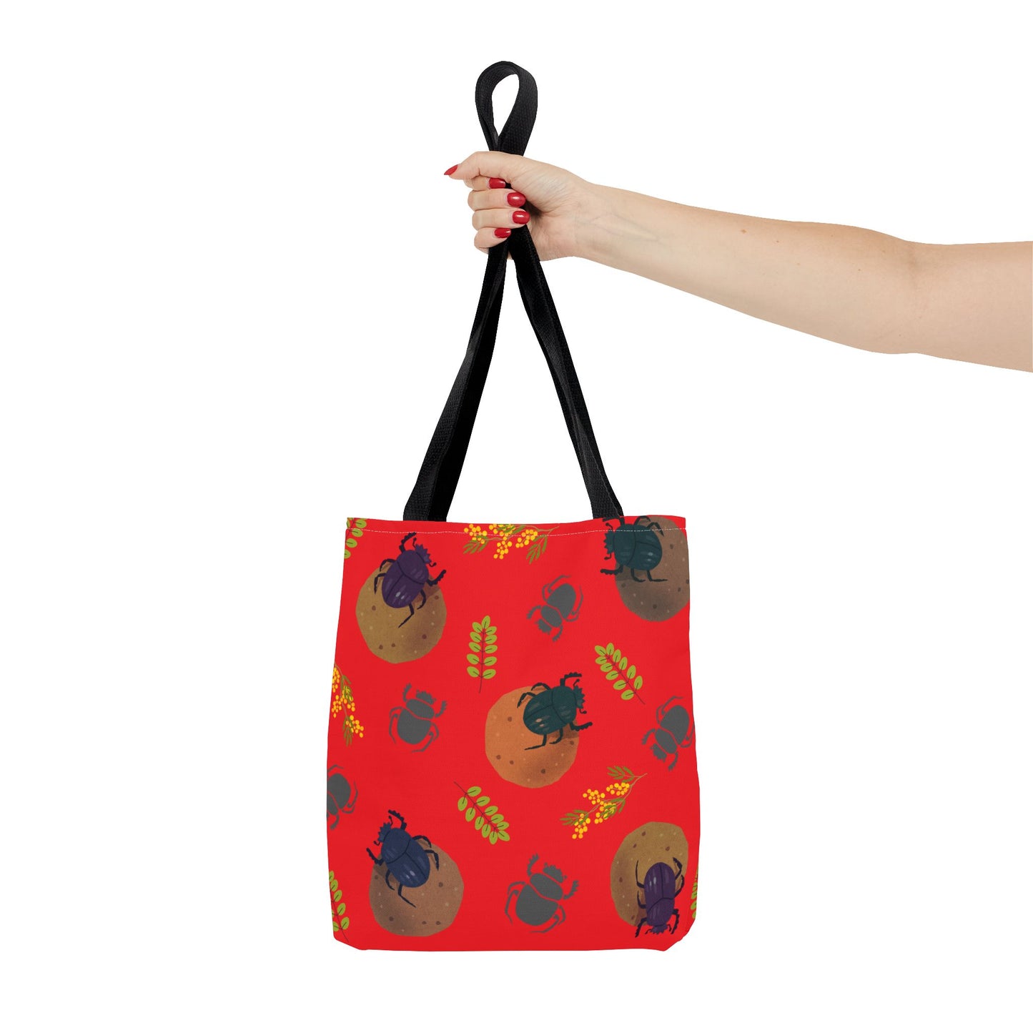 Whimsical Dung Beetle Tote Bag (Red), Perfect for Animal Lovers, Halloween, Eco-Friendly Bag, Gift for Pet Owners, Shopping Bag, Halloween Gift