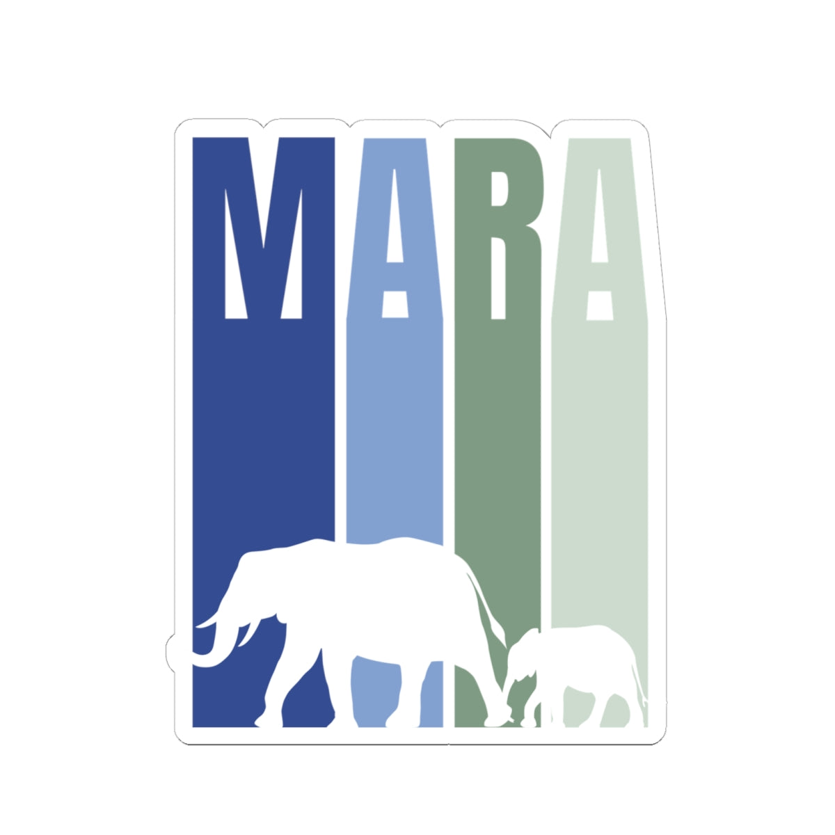 Safari Themed, Mummy and baby Elephants, Masai Mara, Blue, Vibrant Kiss-Cut Stickers for Laptop, Scrapbooking, Gifts, Eco-Friendly Decor, Customizable Designs