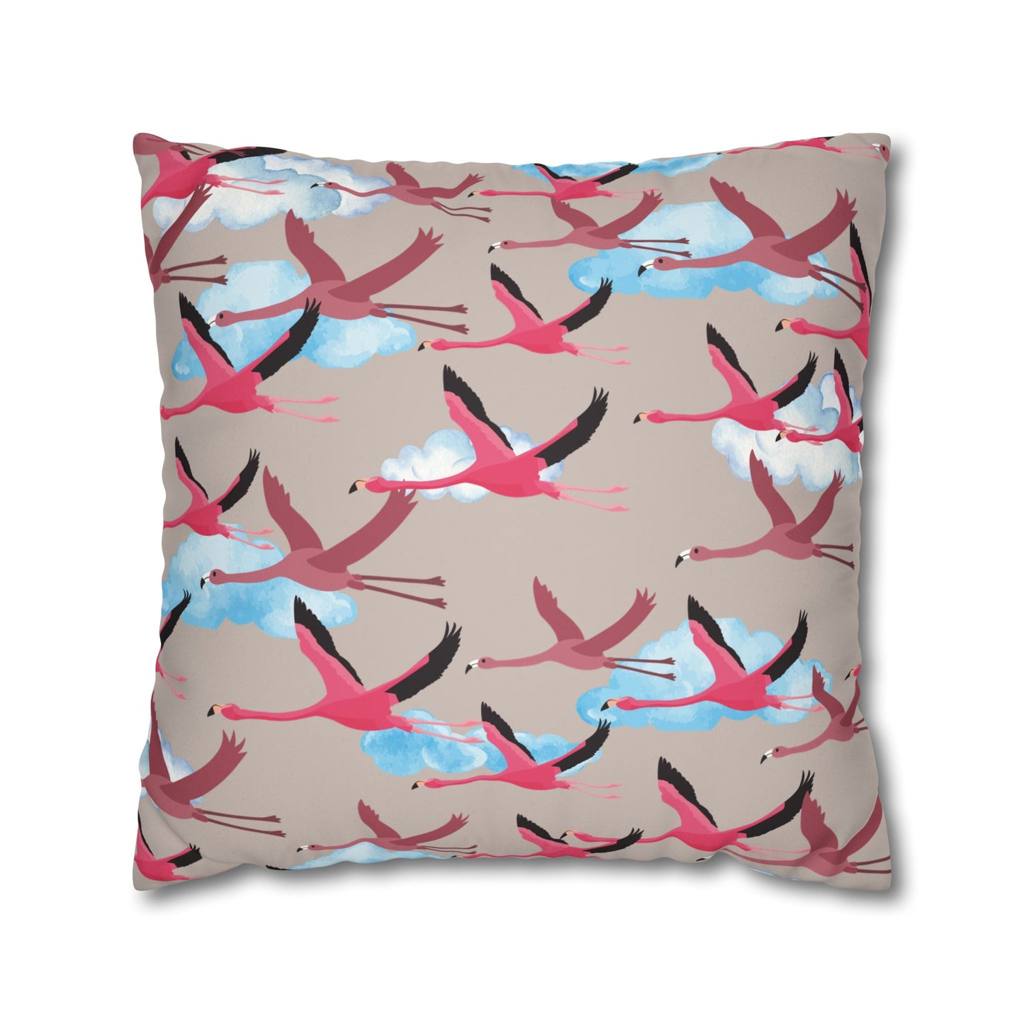 Flying Flamingo Lux Faux Suede Pillow Cover (Wild Clay) – 18" x 18" & 20" x 20"