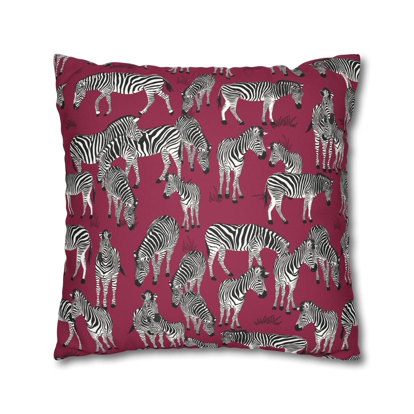 Zebra Herd Lux Faux Suede Throw Pillow Cover – 18" x 18" & 20" x 20" (Crimson Berry)