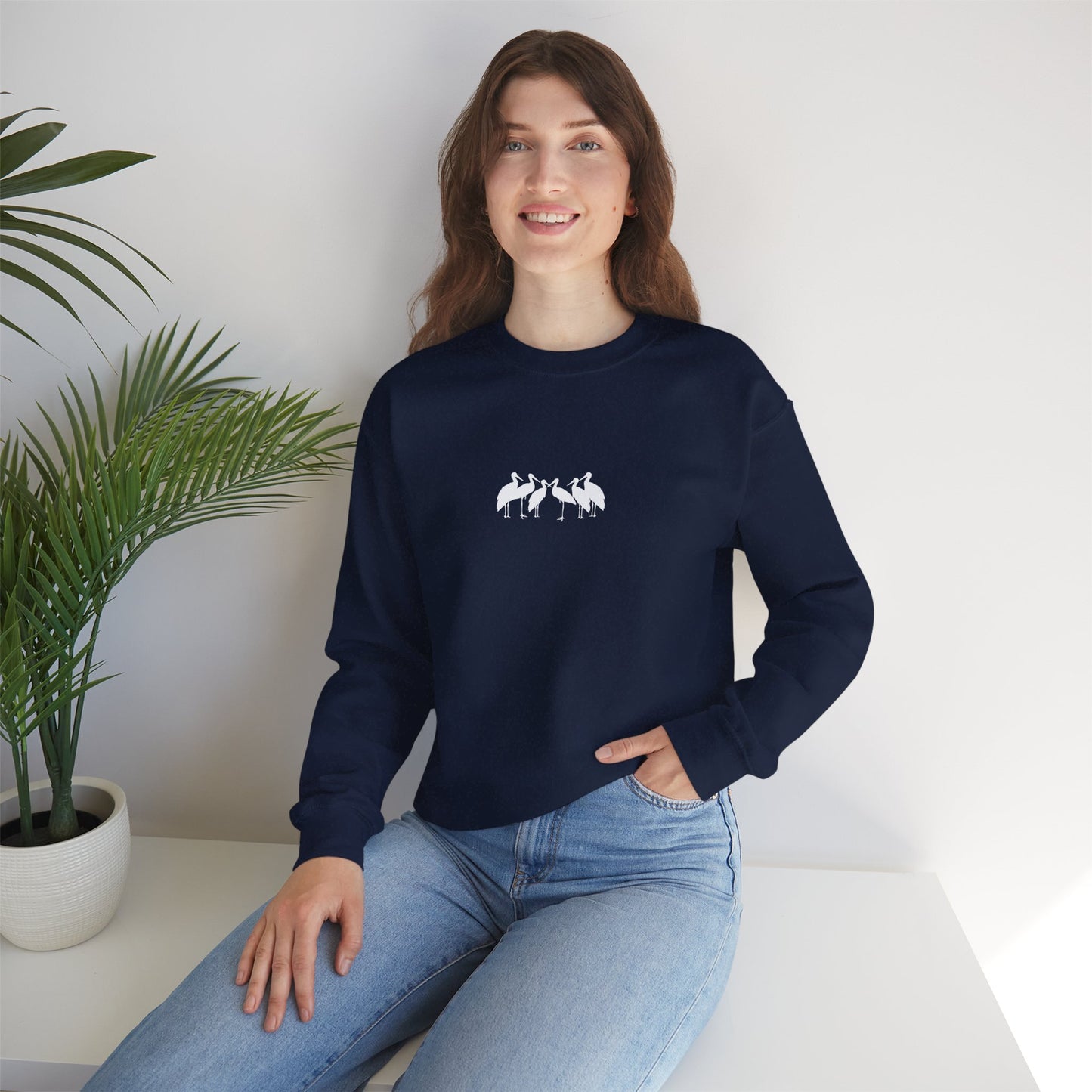 Soaring Stork Crewneck Sweatshirt | Unisex Sweater for Nature Lovers, Perfect for Gift Giving, Cozy Wear, Outdoor Adventures, Eco-Friendly