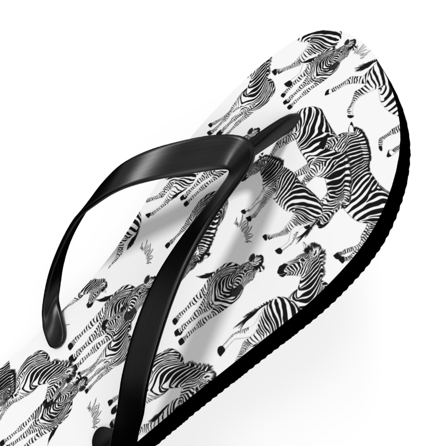 Zebra Print Flip Flops (White), Summer Sandals, Beach Footwear, Vacation Essentials, Gift for Nature Lovers, Cute Outdoor Wear