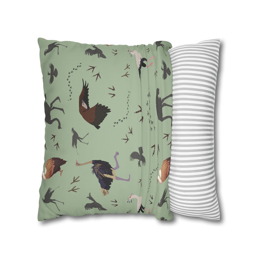Safari Bird Lux Faux Suede Pillow Cover (Sage)– 18" x 18" & 20" x 20"