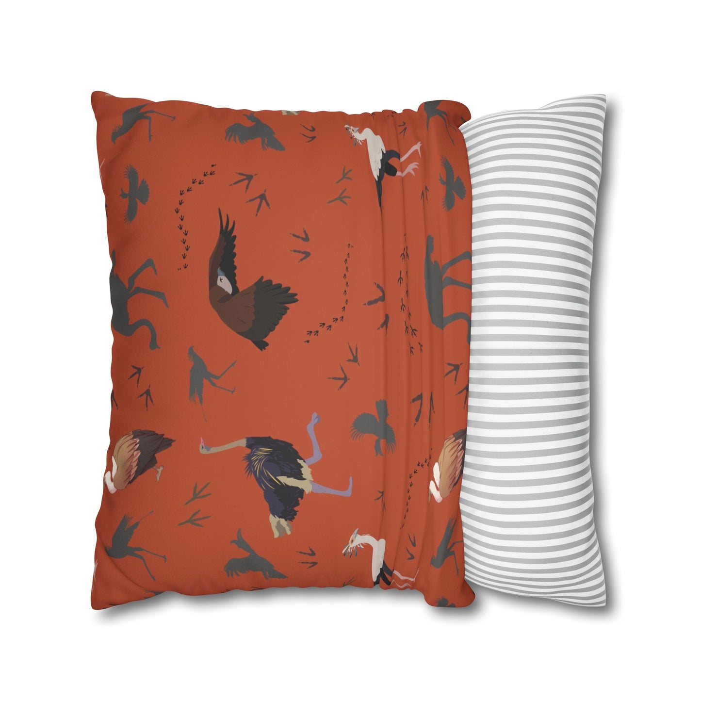 Safari Bird Lux Faux Suede Pillow Cover (Tsavo Dust) – 18" x 18" & 20" x 20"