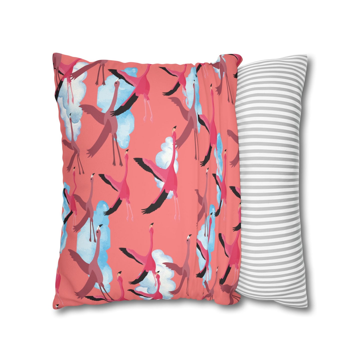 Flying Flamingo Lux Faux Suede Pillow Cover  – 18" x 18" & 20" x 20"