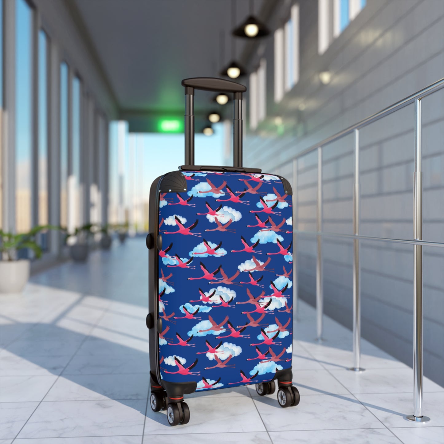 Stylish Flying Flamingo Travel Suitcase with Airplane Design, Luggage for Travelers, Custom Travel Bag, Vacation Essentials, Chic Carry-On