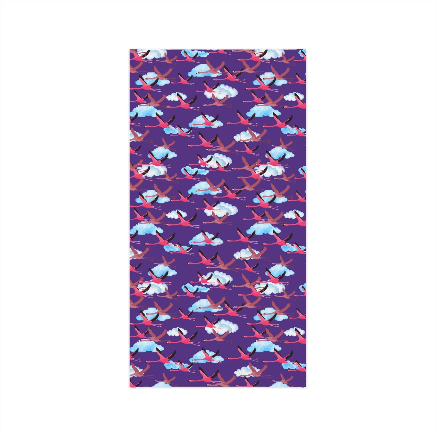 Colorful Lightweight Neck Gaiter with Flying Flamingo Design (Purple), Outdoor Accessory, Unique Gift, Hiking Gear, Nature-Themed Scarf