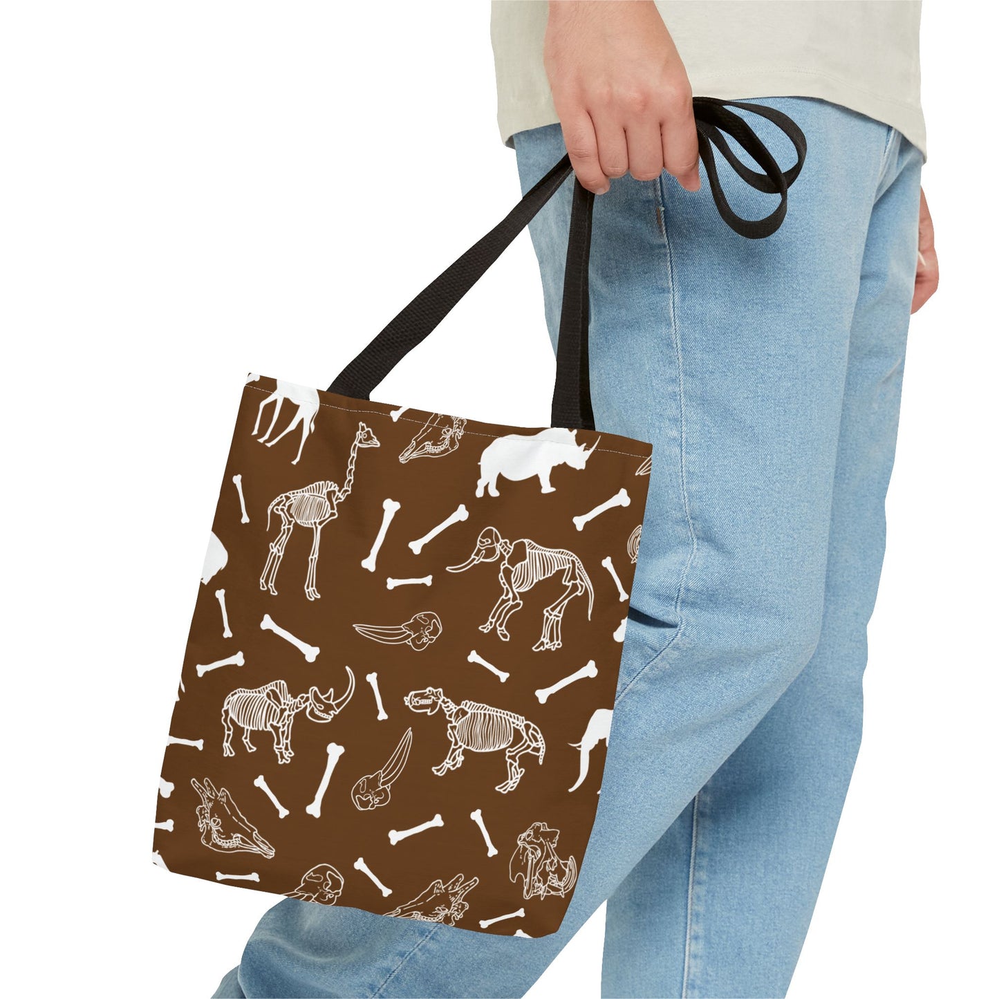 Whimsical Animal Skeletons Tote Bag (Brown), Perfect for Animal Lovers, Halloween, Eco-Friendly Bag, Gift for Pet Owners, Shopping Bag, Halloween Gift