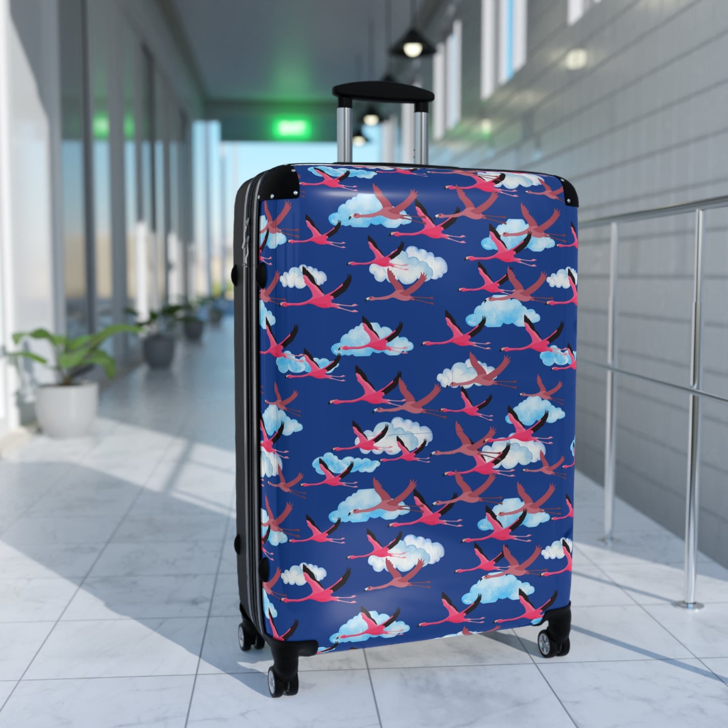Stylish Flying Flamingo Travel Suitcase with Airplane Design, Luggage for Travelers, Custom Travel Bag, Vacation Essentials, Chic Carry-On