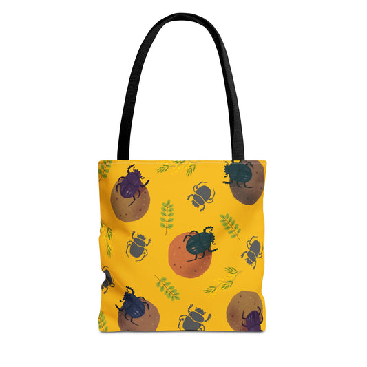 Whimsical Dung Beetle Tote Bag (Yellow), Perfect for Animal Lovers, Halloween, Eco-Friendly Bag, Gift for Pet Owners, Shopping Bag, Halloween Gift