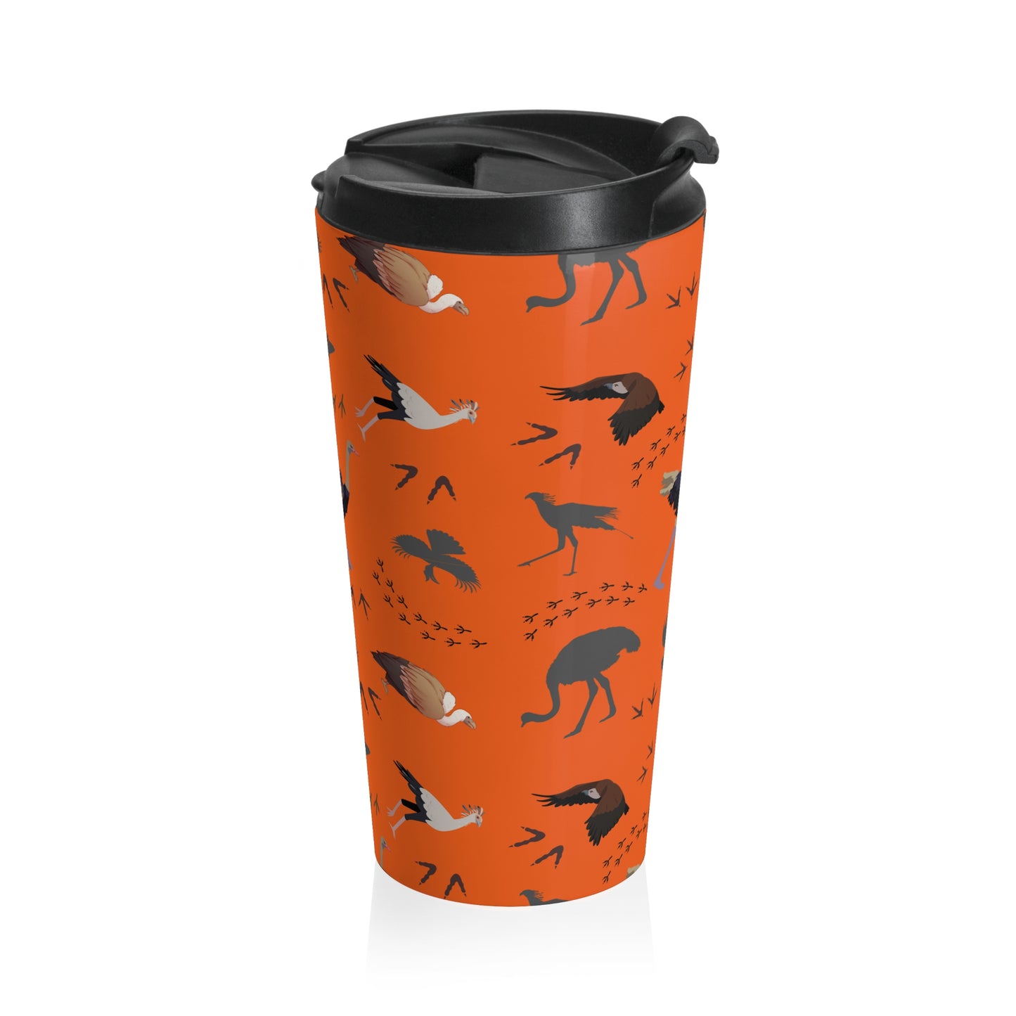 Safari Bird Pattern Stainless Steel Travel Mug (Orange) | Stylish Travel Tumbler | Perfect Gift for Animal Lovers, Nature Enthusiasts, or Travel Junkies