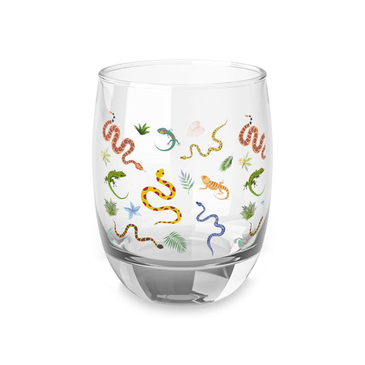 Dancing Reptile Print Whiskey Glass - Perfect Gift for Animal Lovers, Home Bar Decor, or Special Occasions