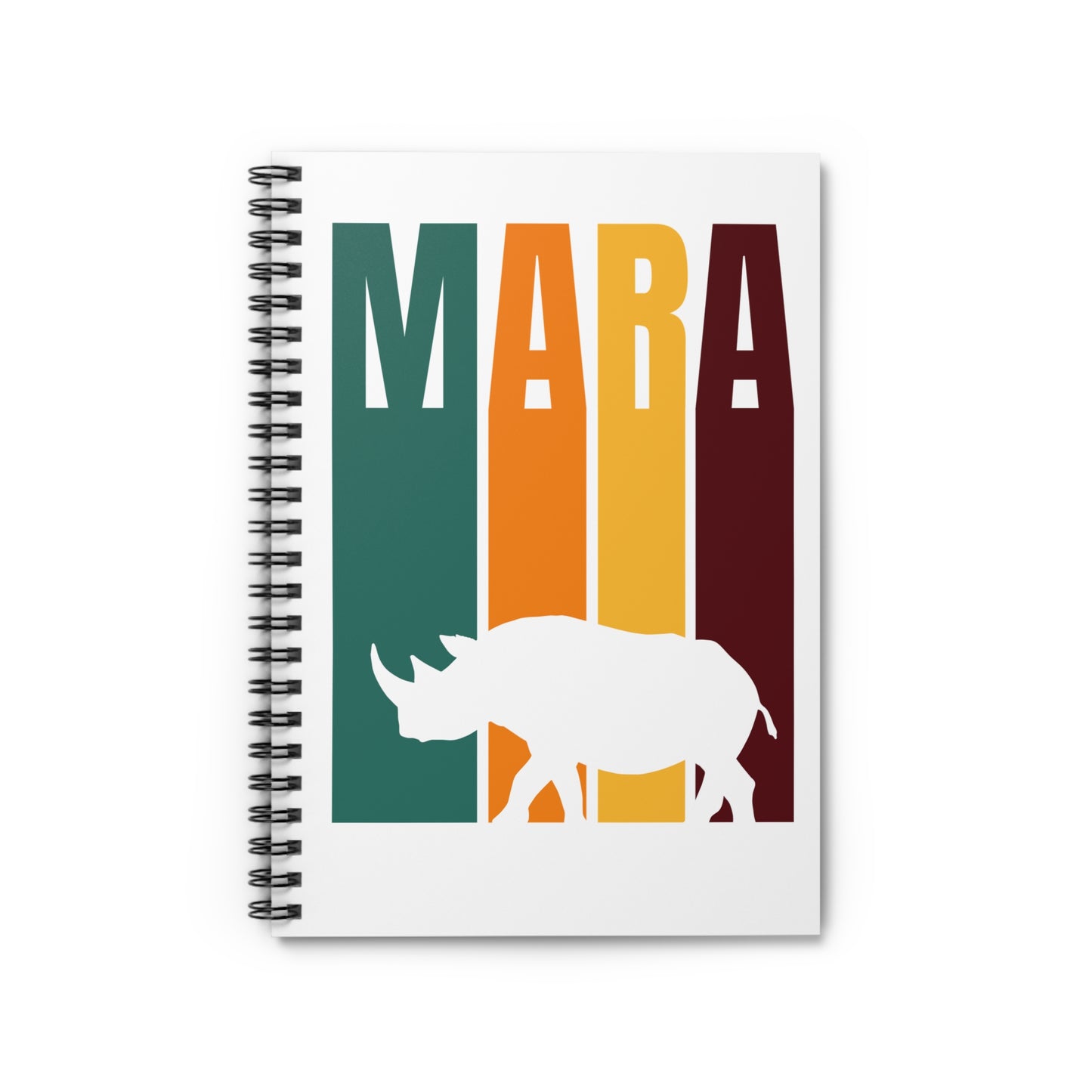 Rhino in the Mara Spiral Notebook - Ruled Line | Eco-Friendly Journal, Masai Mara Safari, Travel Planner, Gift for Animal Lovers, Creative Writing, Nature Enthusiasts