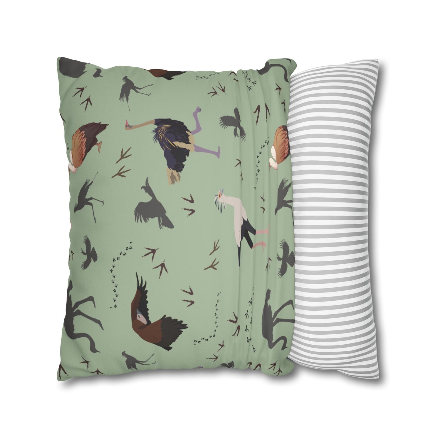 Safari Bird Lux Faux Suede Pillow Cover (Sage)– 18" x 18" & 20" x 20"