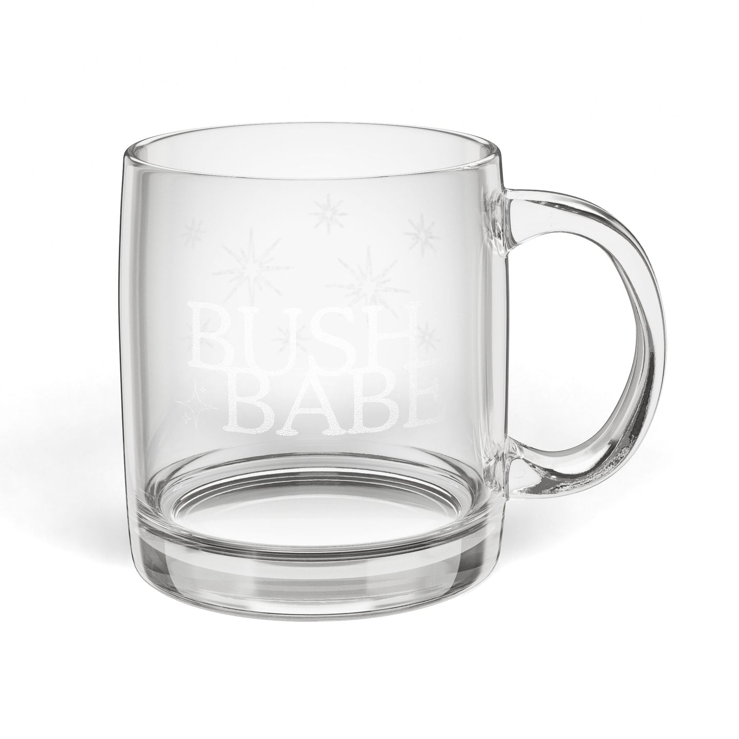 BUSH BABE Engraved Coffee Mug, Custom Gift for Coffee Lovers, Unique Housewarming Present, Engraved Glassware for Any Occasion