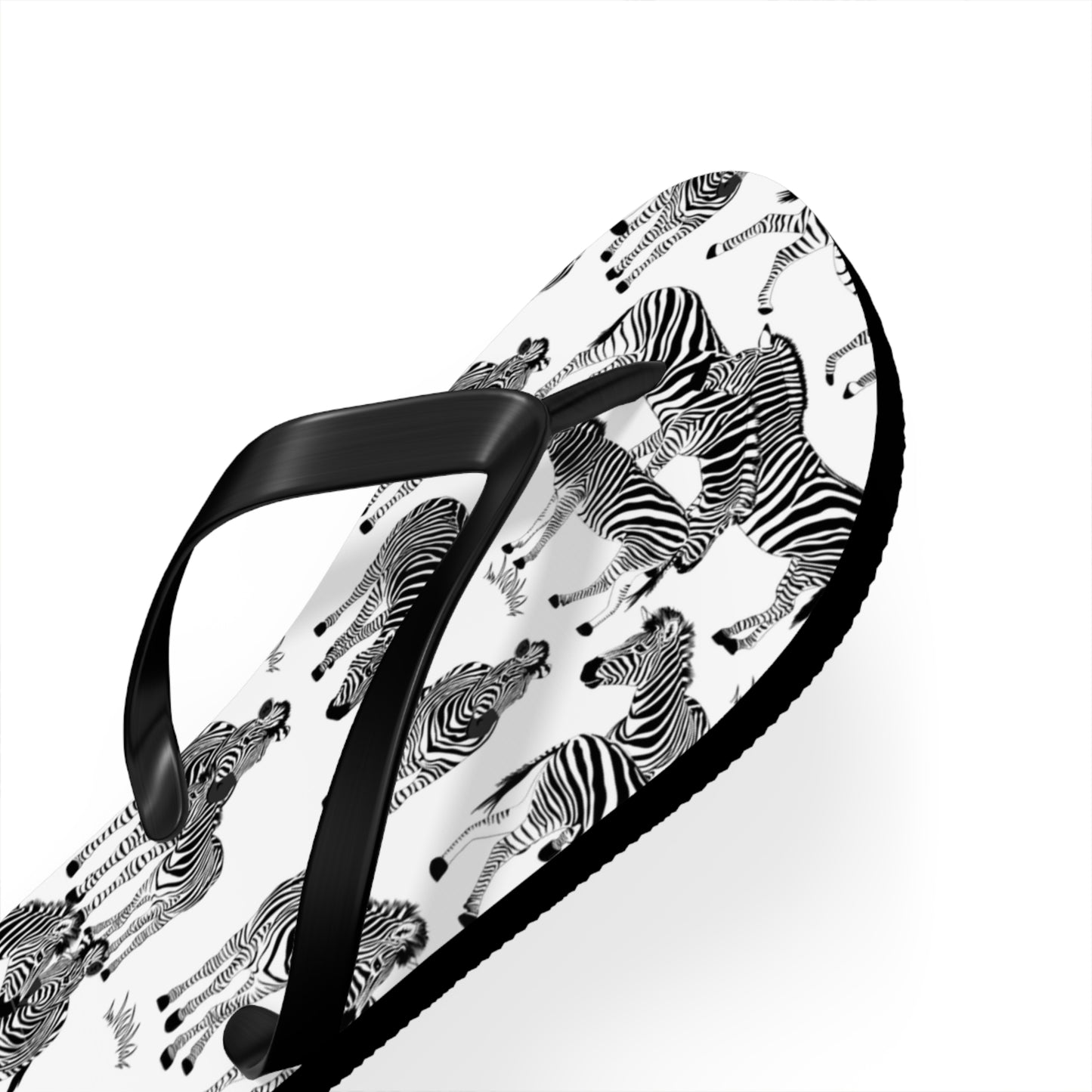 Zebra Print Flip Flops (White), Summer Sandals, Beach Footwear, Vacation Essentials, Gift for Nature Lovers, Cute Outdoor Wear